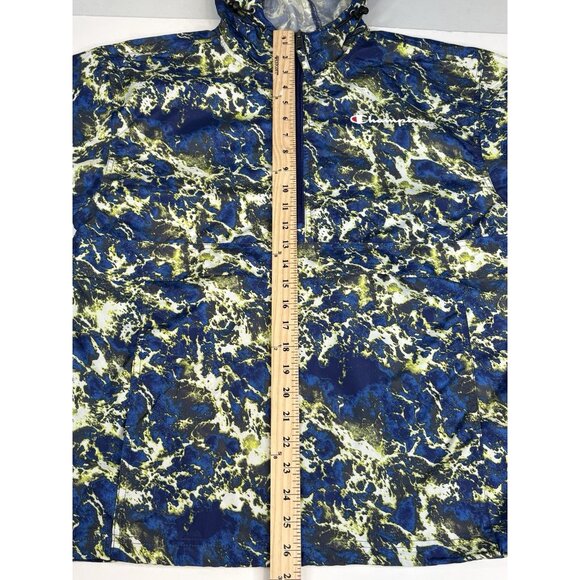 Champion Blue Liquid Marble Packable Light Hooded Anorak Men’s S ¼ Zip - Picture 11 of 16
